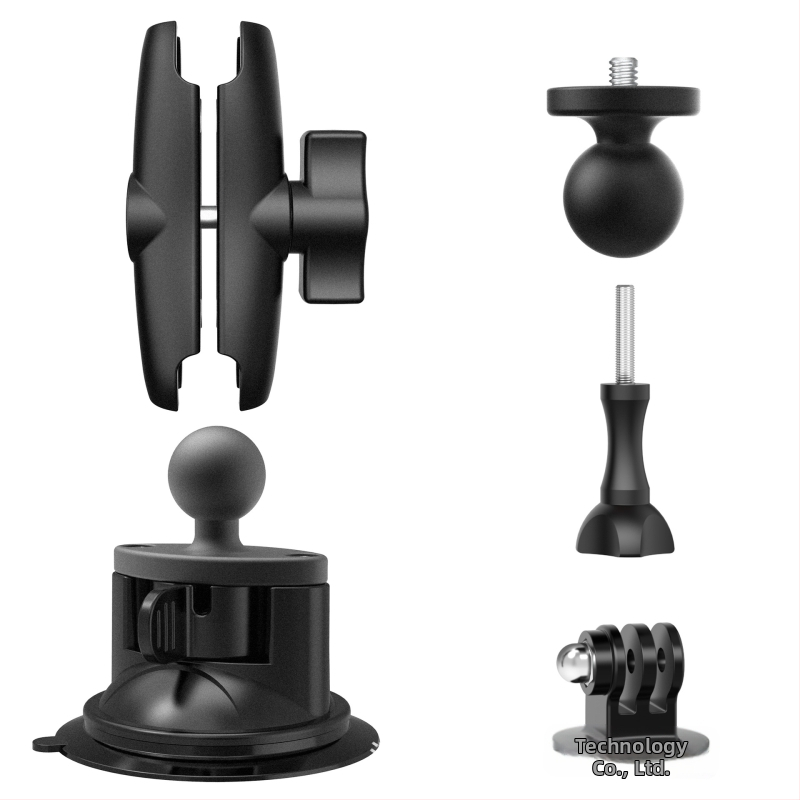 Držač za motocikl s usisnim pričvršćivanjem i 25 mm kugličnom glavom za telefon i kameru, od najlona i vlakana, nosač za upravljač, višenamjenski držač kamere