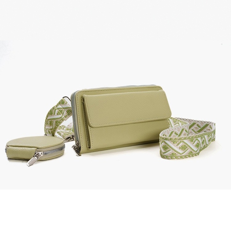 PU krepšys per petį su telefono kišene, miesto paprastumas, horizontalaus kvadrato formos, užtrauktukas