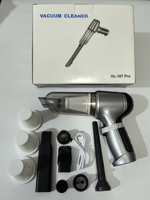 Bevielis dulkių siurblys automobiliui ir namams, be šepetėlių variklio, 5000 Pa siurbimo galia, įmontuota 1600-2000 mAh baterija, USB maitinimas