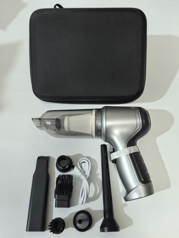 Bevielis dulkių siurblys automobiliui ir namams, be šepetėlių variklio, 5000 Pa siurbimo galia, įmontuota 1600-2000 mAh baterija, USB maitinimas