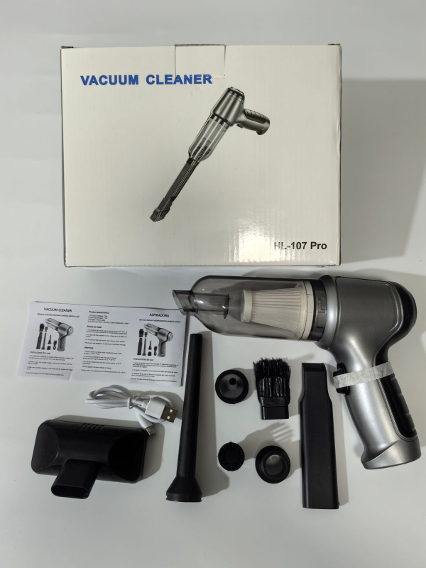 Bevielis dulkių siurblys automobiliui ir namams, be šepetėlių variklio, 5000 Pa siurbimo galia, įmontuota 1600-2000 mAh baterija, USB maitinimas