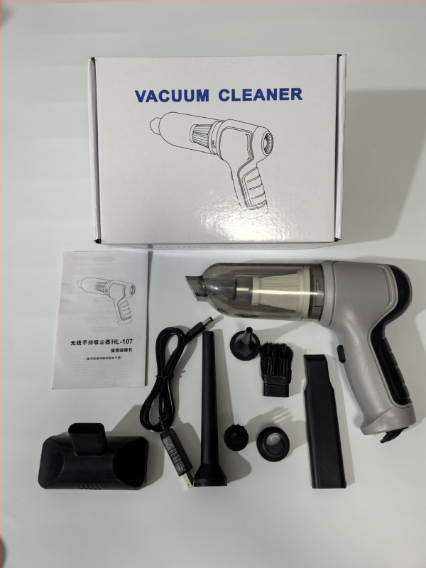 Bevielis dulkių siurblys automobiliui ir namams, be šepetėlių variklio, 5000 Pa siurbimo galia, įmontuota 1600-2000 mAh baterija, USB maitinimas