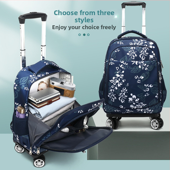 Unisex mokyklinė kuprinė su ratukais — atspari vandeniui, sumažina apkrovą, Oxford audinys, skirta pradinei mokyklai