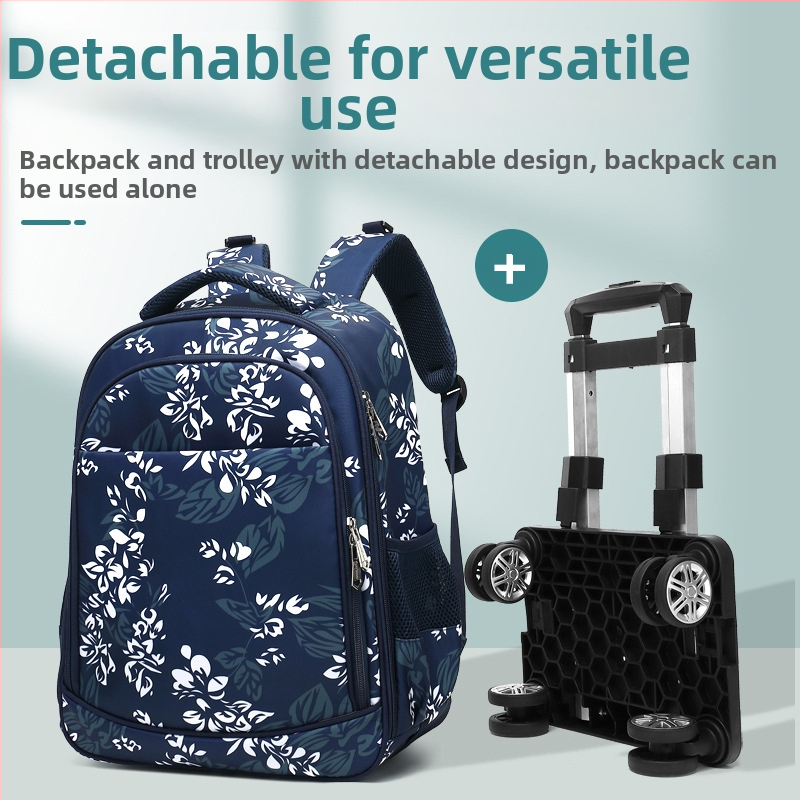 Унисекс раница за училище с универсални колела — водоустойчива, облекчава носенето, Oxford плат, за ученици от началното училище