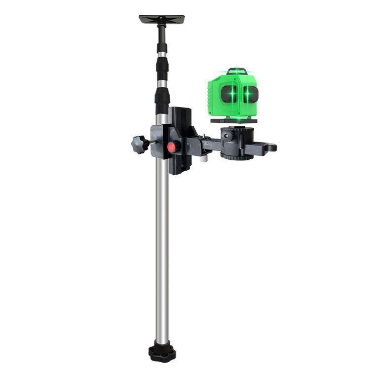 Лазерен нивелир трипод с регулируем повдигащ механизъм, инфрачервен държач, подсилен разтегателен прът и универсален таванен монтаж
