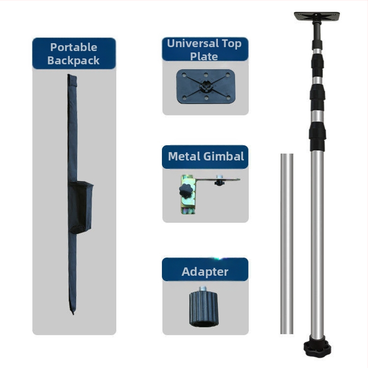 Лазерен нивелир трипод с регулируем повдигащ механизъм, инфрачервен държач, подсилен разтегателен прът и универсален таванен монтаж