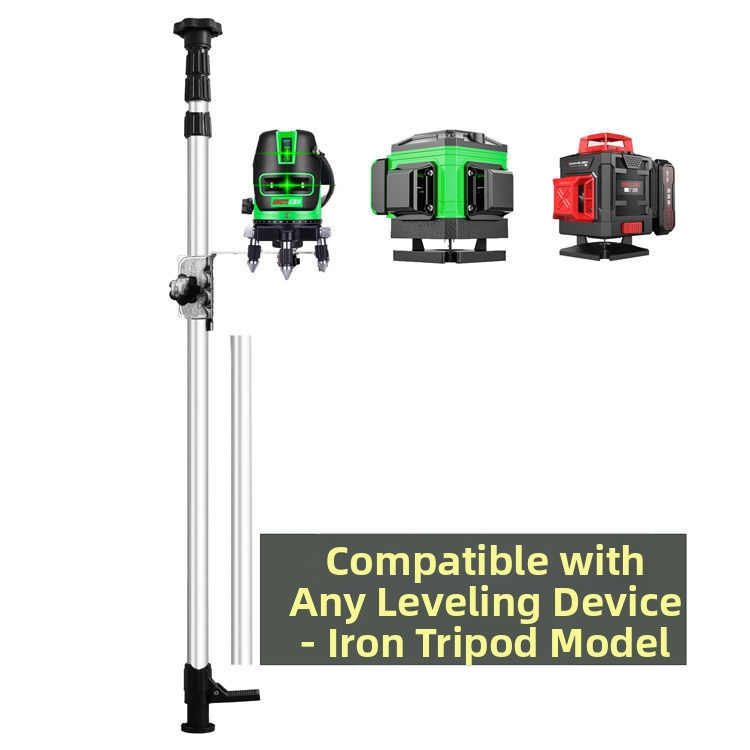 Лазерен нивелир трипод с регулируем повдигащ механизъм, инфрачервен държач, подсилен разтегателен прът и универсален таванен монтаж