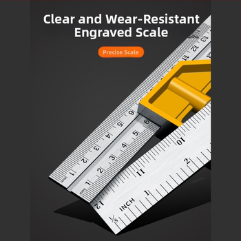 Ρυθμιζόμενος γωνιακός χάρακας από ανοξείδωτο ατσάλι, υψηλής ακρίβειας για ξυλουργικές εργασίες, 90°, πολυλειτουργικό, βιομηχανικού τύπου