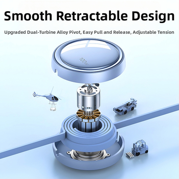 100W 3-в-1 USB кабел с автоматично разгъване за бързо зареждане: Lightning, USB-C и Micro USB