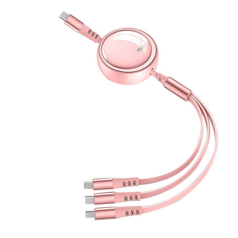 100W-os 3-in-1 hajlítható adatkábel gyors töltéshez – Lightning, USB-C és Micro USB csatlakozókkal