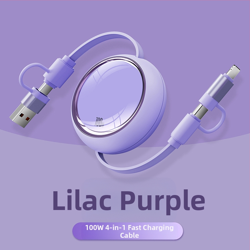 100W 3-v-1 skladací dátový kábel pre rýchle nabíjanie s konektormi Lightning, USB-C a Micro USB