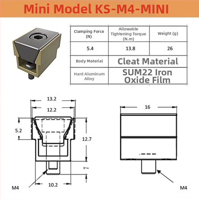 Lydinio stoties fiksatorius – daugiafunkcinis krašto fiksatorius su spaustuvu, magnetinis atsparumas, vienpusis dizainas
