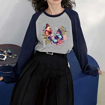 Διακοσμητικά αυτοκόλλητα για ρούχα με θερμική μεταφορά για T‑shirts και φούτερ | Θέμα: Dream Flower Butterfly | Εκτύπωση με μελάνι