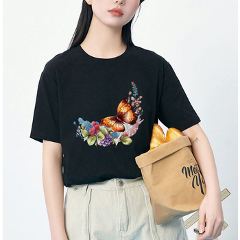 Διακοσμητικά αυτοκόλλητα για ρούχα με θερμική μεταφορά για T‑shirts και φούτερ | Θέμα: Dream Flower Butterfly | Εκτύπωση με μελάνι