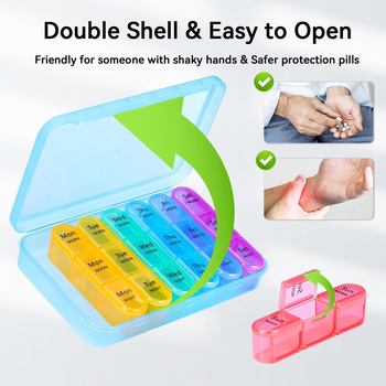 Φορητός οργανωτής φαρμάκων ταξιδιού με 21/28 θήκες, υλικό PP, μοντέλο 21019, χωρητικότητα 1 L