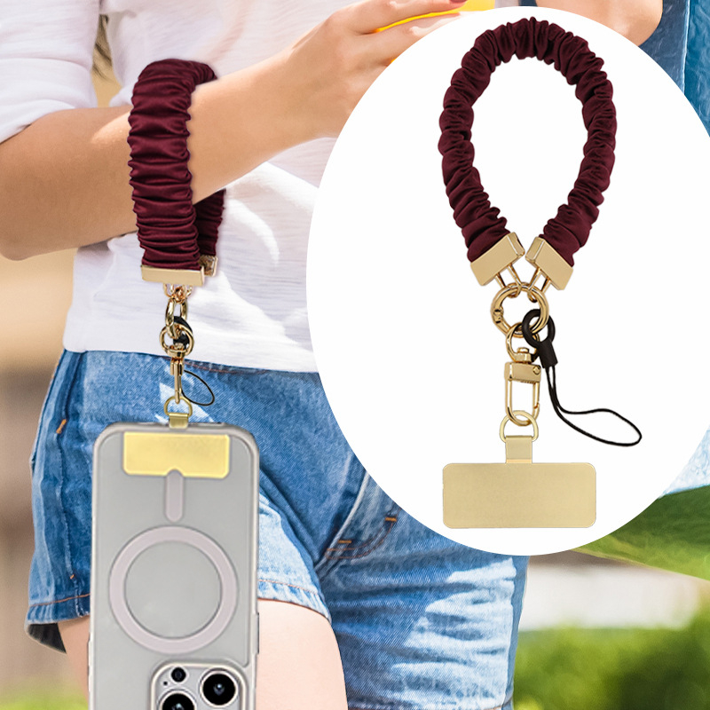 Κορδόνι για κινητό με μεταλλικά εξαρτήματα, πολυεστερικό νήμα, γεωμετρικό μενταγιόν, προστασία κατά κλοπής