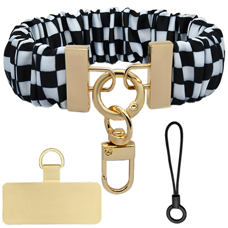 Κορδόνι για κινητό με μεταλλικά εξαρτήματα, πολυεστερικό νήμα, γεωμετρικό μενταγιόν, προστασία κατά κλοπής