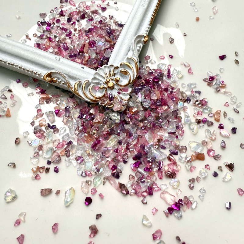 Set staklenih ukrasa za nokte – Storm serija, uzorci: ruža, tulipan, školjka, mašna, zvjezdice, za DIY nokte i rukotvorine