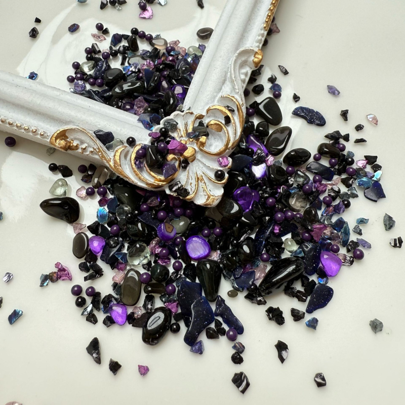 Set staklenih ukrasa za nokte – Storm serija, uzorci: ruža, tulipan, školjka, mašna, zvjezdice, za DIY nokte i rukotvorine