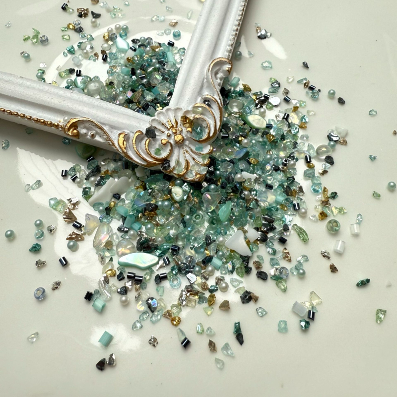 Set staklenih ukrasa za nokte – Storm serija, uzorci: ruža, tulipan, školjka, mašna, zvjezdice, za DIY nokte i rukotvorine