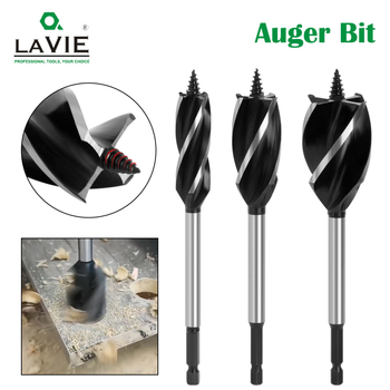 Удължен дърводелски бур с четири канала и четири режещи ръба, шестостенна щанга, за пробиване на дупки за ключалка на врати и чекмеджета