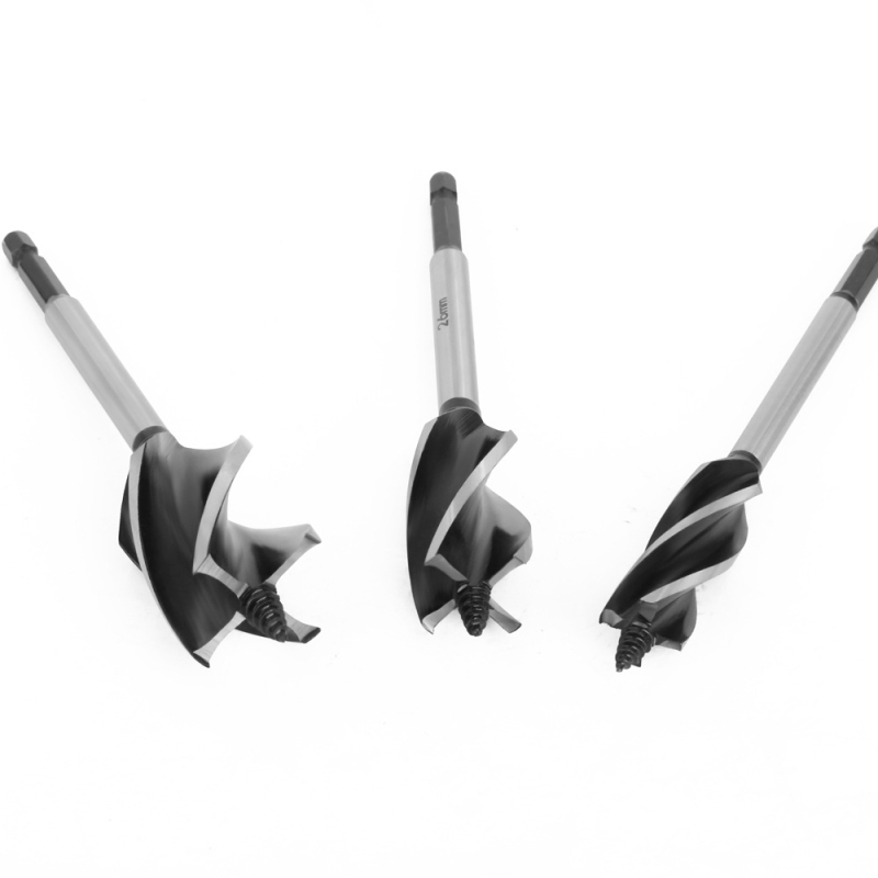 Удължен дърводелски бур с четири канала и четири режещи ръба, шестостенна щанга, за пробиване на дупки за ключалка на врати и чекмеджета