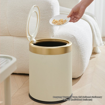 Κάδος απορριμμάτων οικιακής χρήσης — κυλινδρικού σχήματος, υλικό PP, μεγάλη χωρητικότητα, καπάκι που ανοίγει με πάτημα