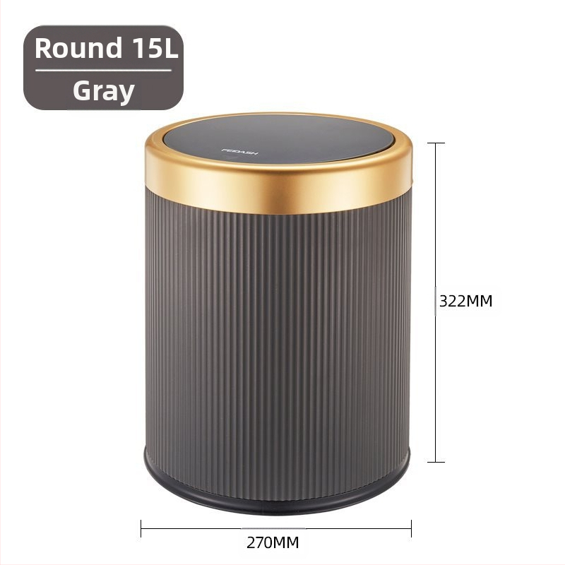 Κάδος απορριμμάτων οικιακής χρήσης — κυλινδρικού σχήματος, υλικό PP, μεγάλη χωρητικότητα, καπάκι που ανοίγει με πάτημα