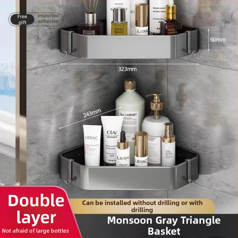 Space aliuminio rankšluosčių laikiklis, sieninis be skylu, 2 sluoksniai, apkrova >15 kg, 2023 m. naujai patobulintas dvigubo sulankstymo modelis, paviršiaus purškimo danga