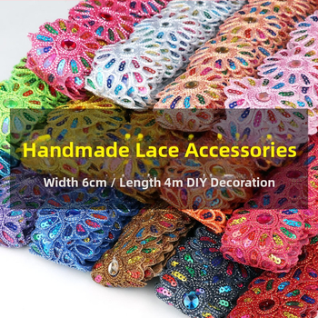 Дантелена лента с триъгълни пайети за облекло и аксесоари, ръчно бродирана, с мъниста върху тъкана лента