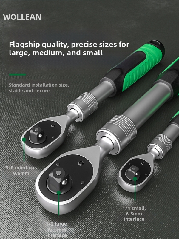 Индустриален телескопичен двупосочен гаечен ключ с тресчотка, хром-ванадиева стомана