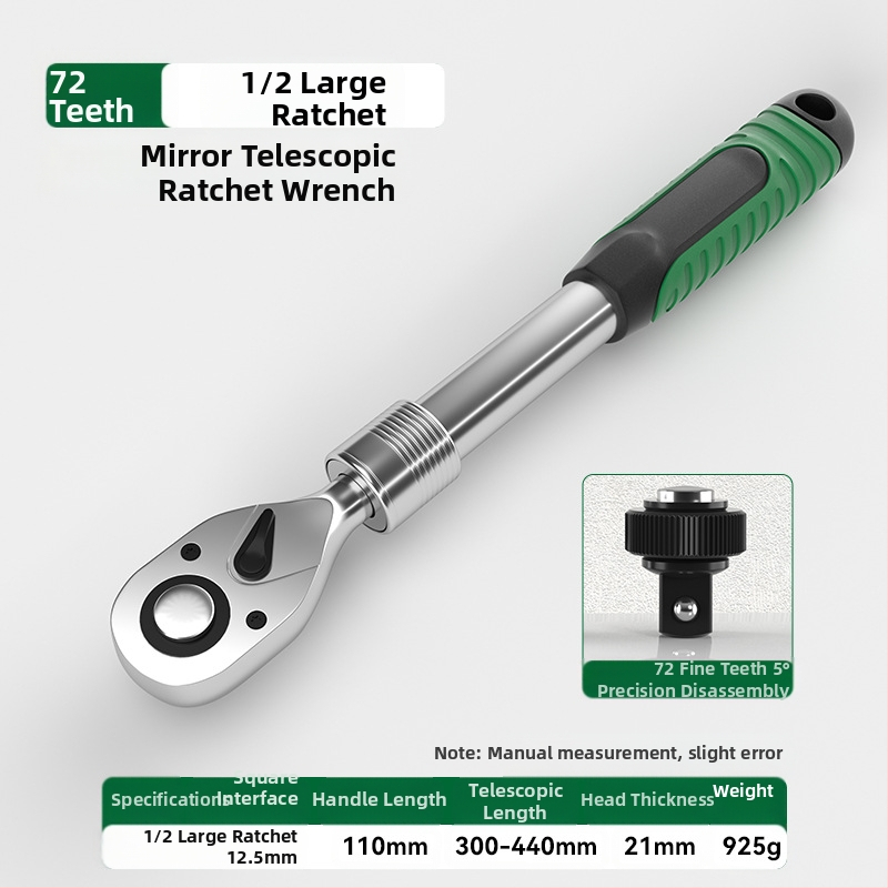 Индустриален телескопичен двупосочен гаечен ключ с тресчотка, хром-ванадиева стомана