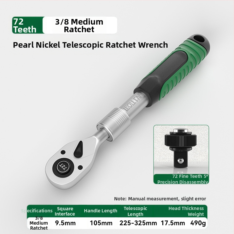 Индустриален телескопичен двупосочен гаечен ключ с тресчотка, хром-ванадиева стомана