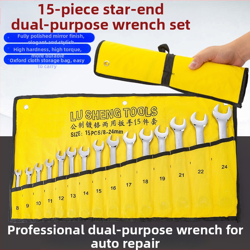 Set alata od 14 dijelova, kombinirani ključevi s otvorenim krajem i dvostrukom uporabom