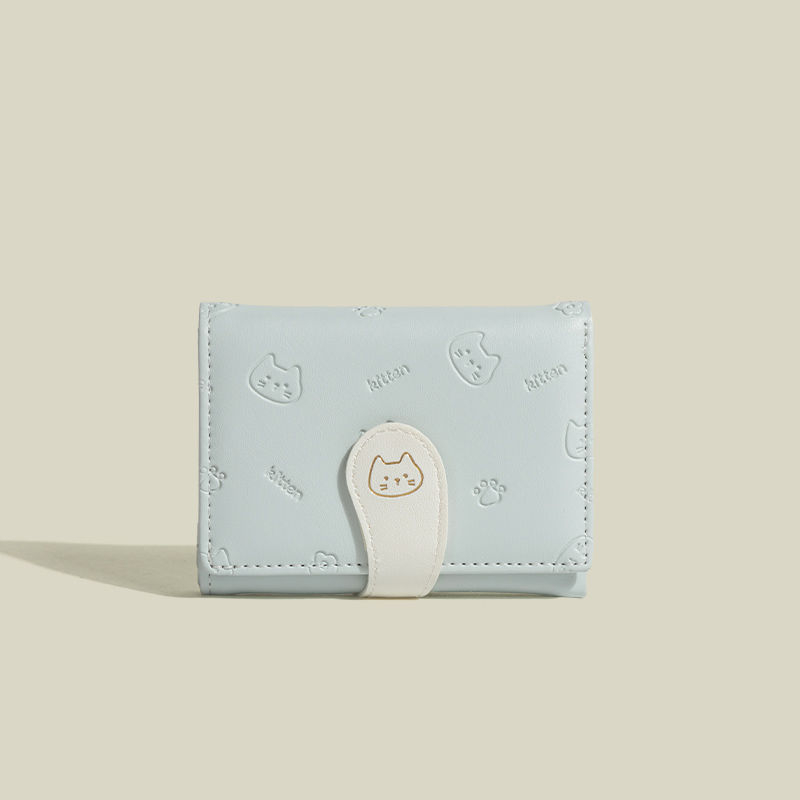 PU háromrekeszes kártyatartó csattal, rajzfilmszerű mintával, városi minimalista stílus, poliészter bélés, 2025 tavaszán debütál