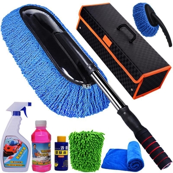 Σετ πλυσίματος αυτοκινήτου με τηλεσκοπική μακριά λαβή και μαλακές τρίχες, από ανοξείδωτο ατσάλι