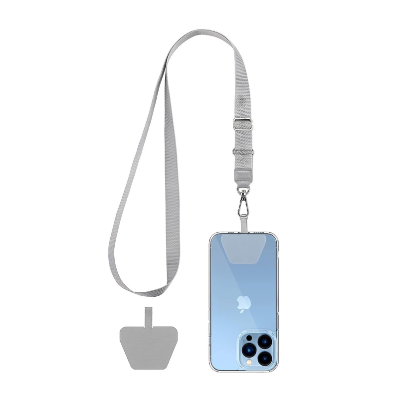 Capable mobiliojo telefono laikiklis su PVC, poliesterio virvė, metalo sagtis, geometrinis pakabukas