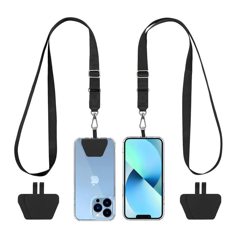 Capable mobiliojo telefono laikiklis su PVC, poliesterio virvė, metalo sagtis, geometrinis pakabukas