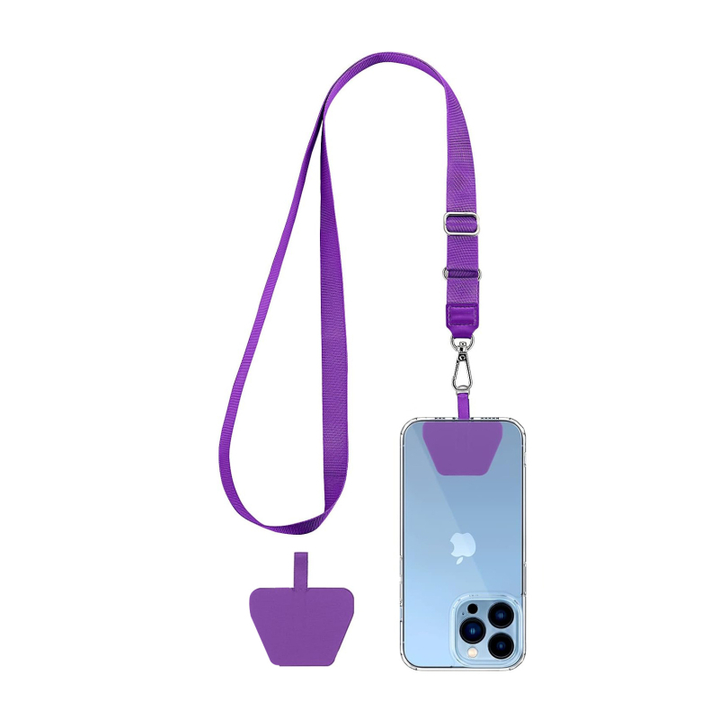 Capable mobiliojo telefono laikiklis su PVC, poliesterio virvė, metalo sagtis, geometrinis pakabukas