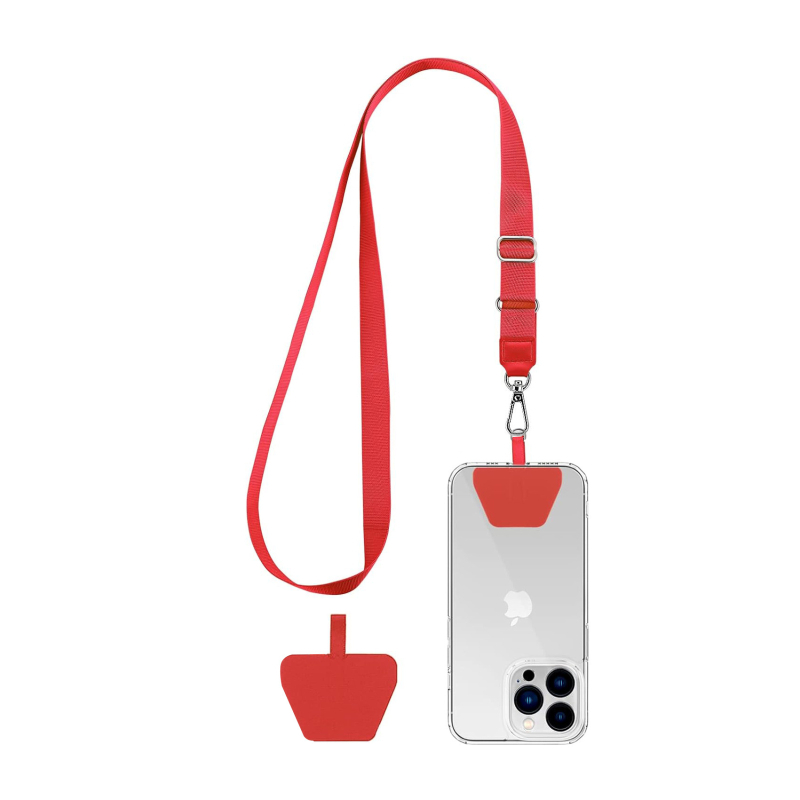 Capable mobiliojo telefono laikiklis su PVC, poliesterio virvė, metalo sagtis, geometrinis pakabukas