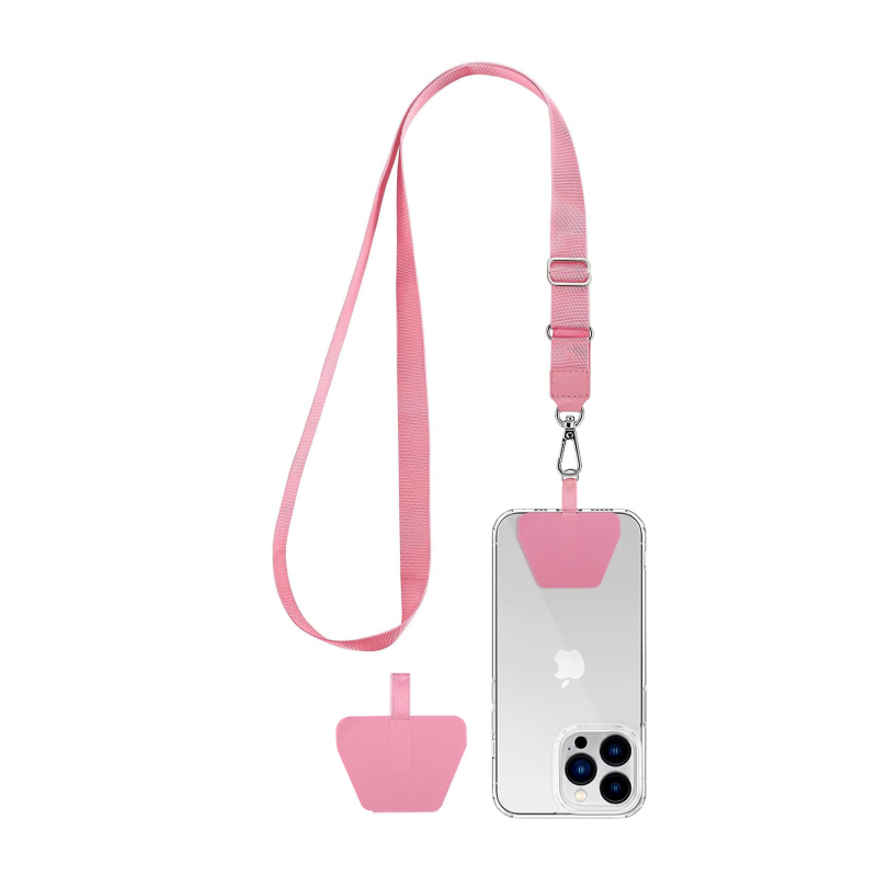 Capable mobiliojo telefono laikiklis su PVC, poliesterio virvė, metalo sagtis, geometrinis pakabukas