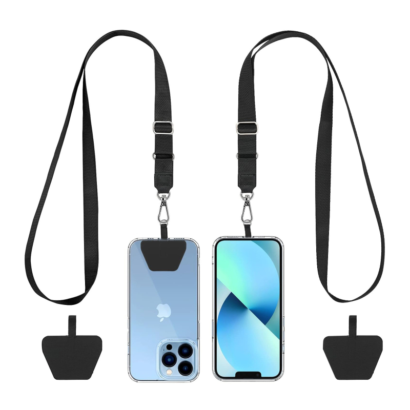 Capable mobiliojo telefono laikiklis su PVC, poliesterio virvė, metalo sagtis, geometrinis pakabukas