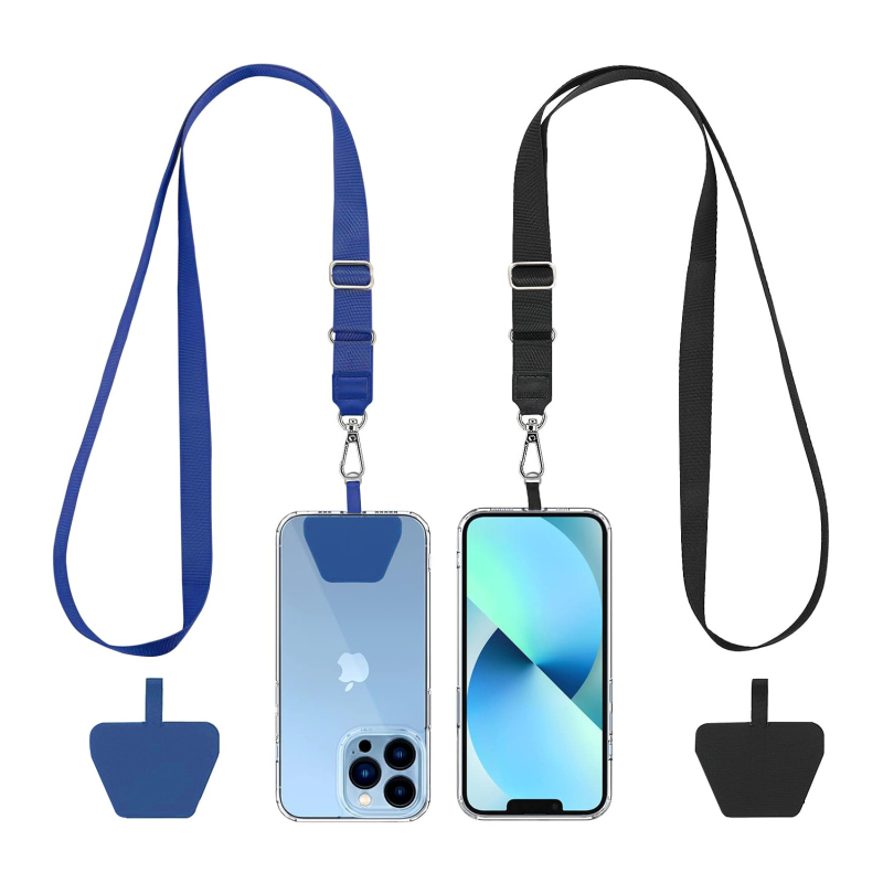 Capable mobiliojo telefono laikiklis su PVC, poliesterio virvė, metalo sagtis, geometrinis pakabukas