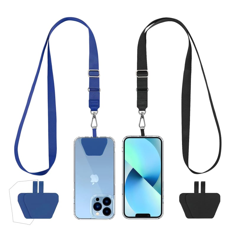 Capable mobiliojo telefono laikiklis su PVC, poliesterio virvė, metalo sagtis, geometrinis pakabukas