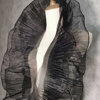 Διαφανής δαντέλα με εξάγωνο πλέγμα, νήμα πολυεστέρα, μεγάλο κυματιστό σχέδιο, για χειροτεχνίες