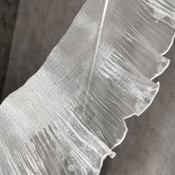 Διαφανής δαντέλα με εξάγωνο πλέγμα, νήμα πολυεστέρα, μεγάλο κυματιστό σχέδιο, για χειροτεχνίες