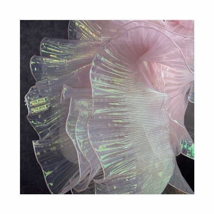 Прозрачен дантелен кант с шестоъгълна мрежа и полиестерна нишка, голям вълнообразен дизайн за занаяти