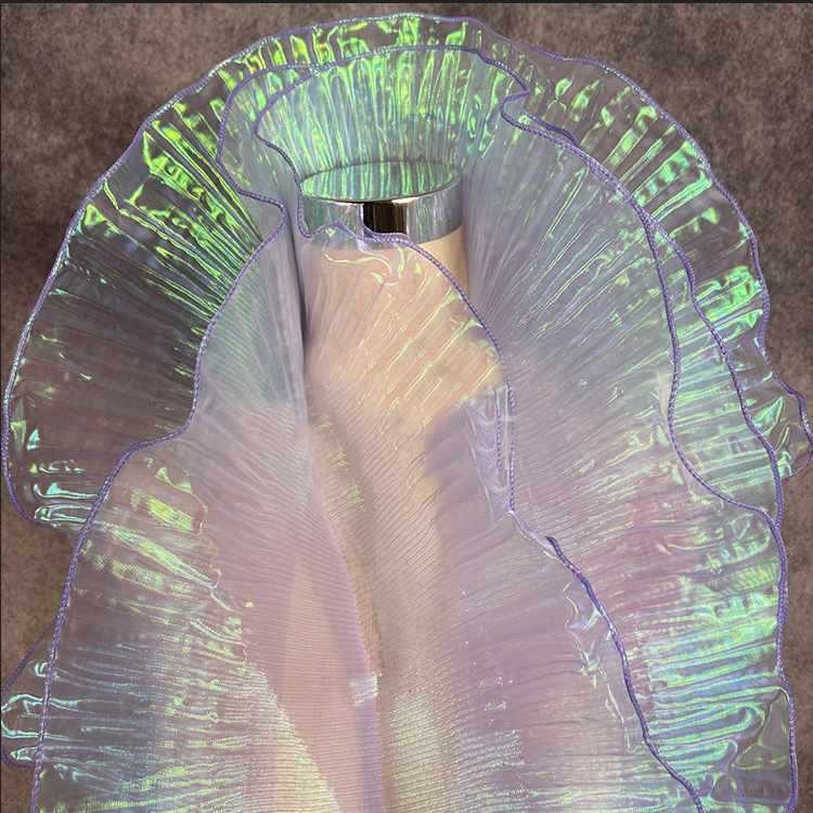 Прозрачен дантелен кант с шестоъгълна мрежа и полиестерна нишка, голям вълнообразен дизайн за занаяти