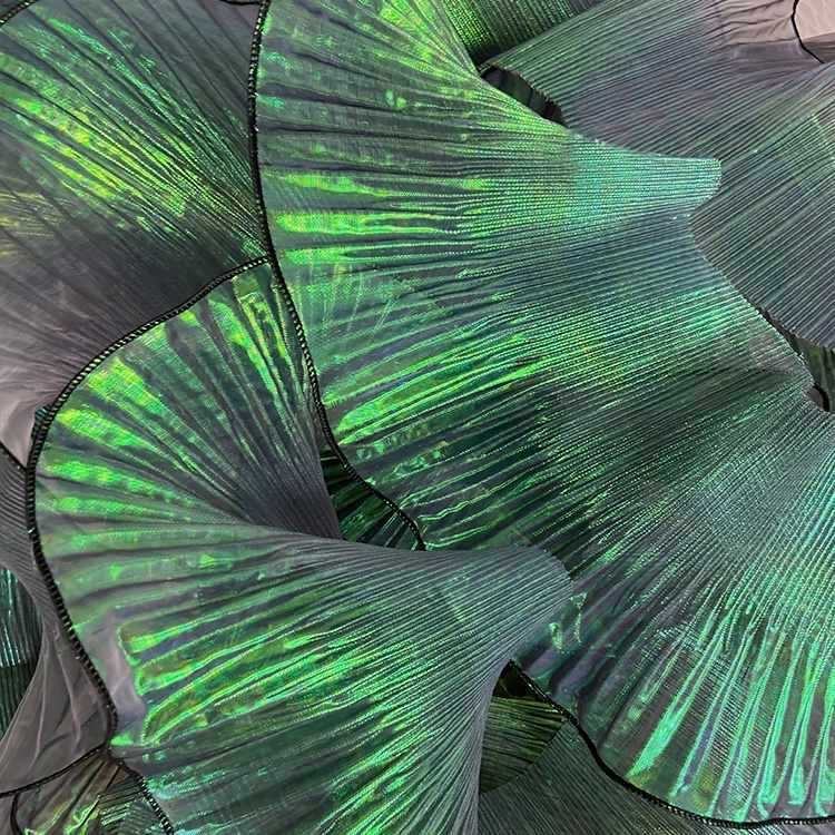 Прозрачен дантелен кант с шестоъгълна мрежа и полиестерна нишка, голям вълнообразен дизайн за занаяти