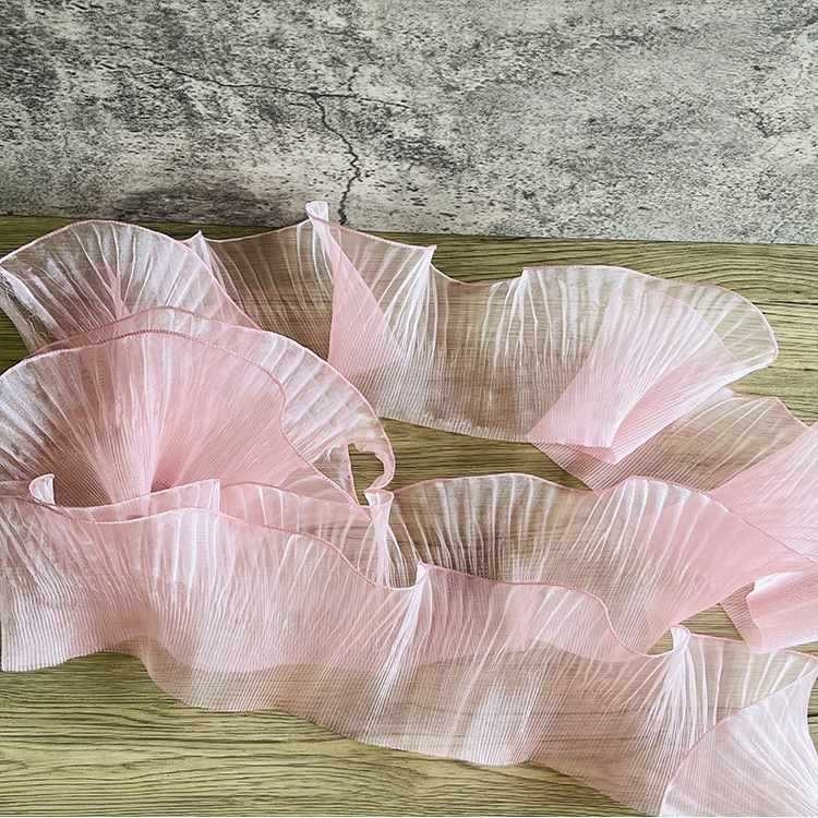 Прозрачен дантелен кант с шестоъгълна мрежа и полиестерна нишка, голям вълнообразен дизайн за занаяти